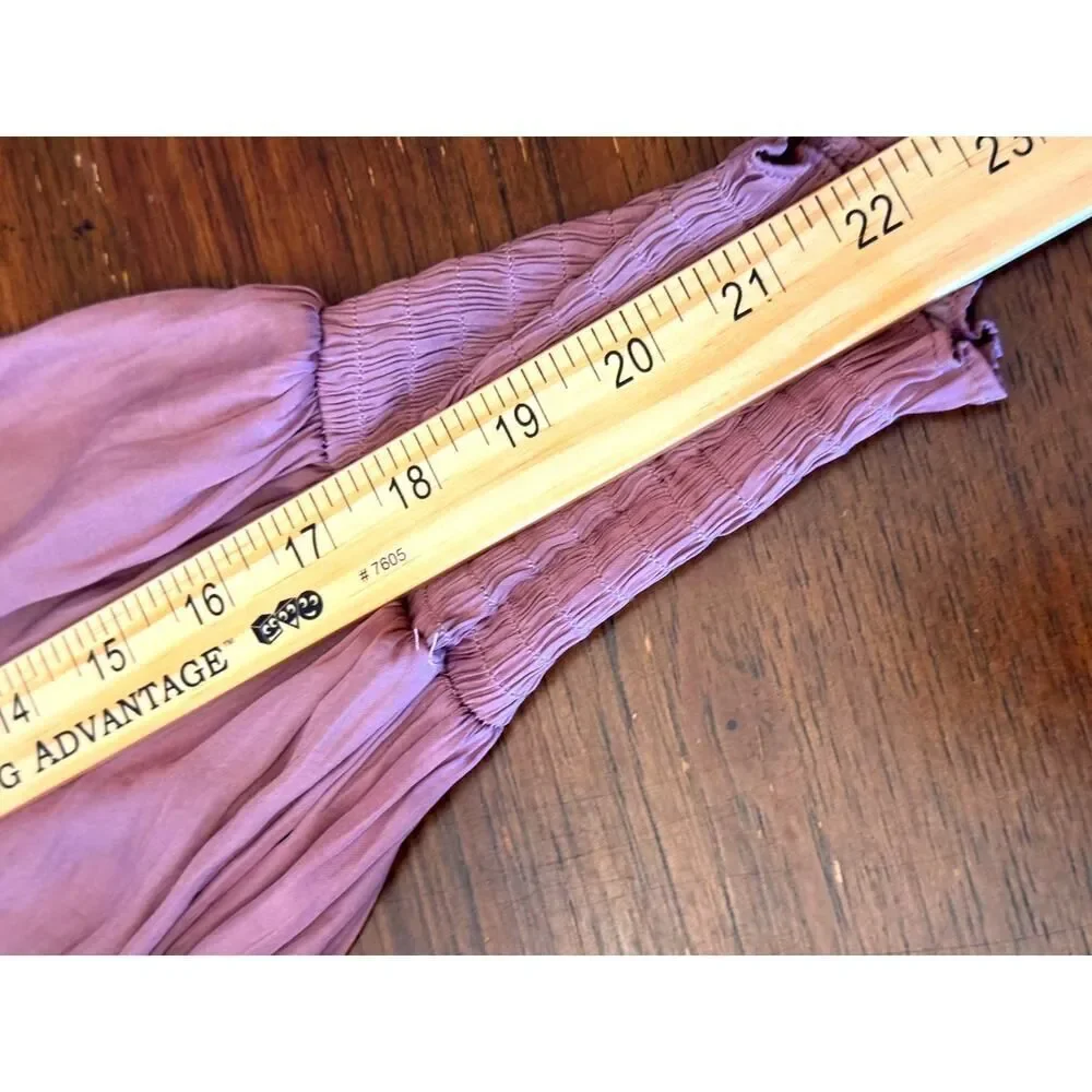 Mustard Seed Mauve Smocked Waist Ruffle Cuff Dress | Size Small - Picture 6 of 9